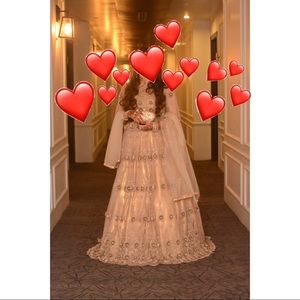 Barbie Maxi Bridal dress Net Embroidery, Beads, Cut Work